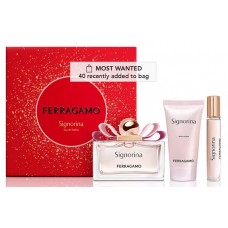 SALVATORE FERRAGAMO SIGNORINA ELEGANZA 3 PCS SET: 3.4 EDP SP + 1.7 SHOWER GEL + TRAVEL POUCH